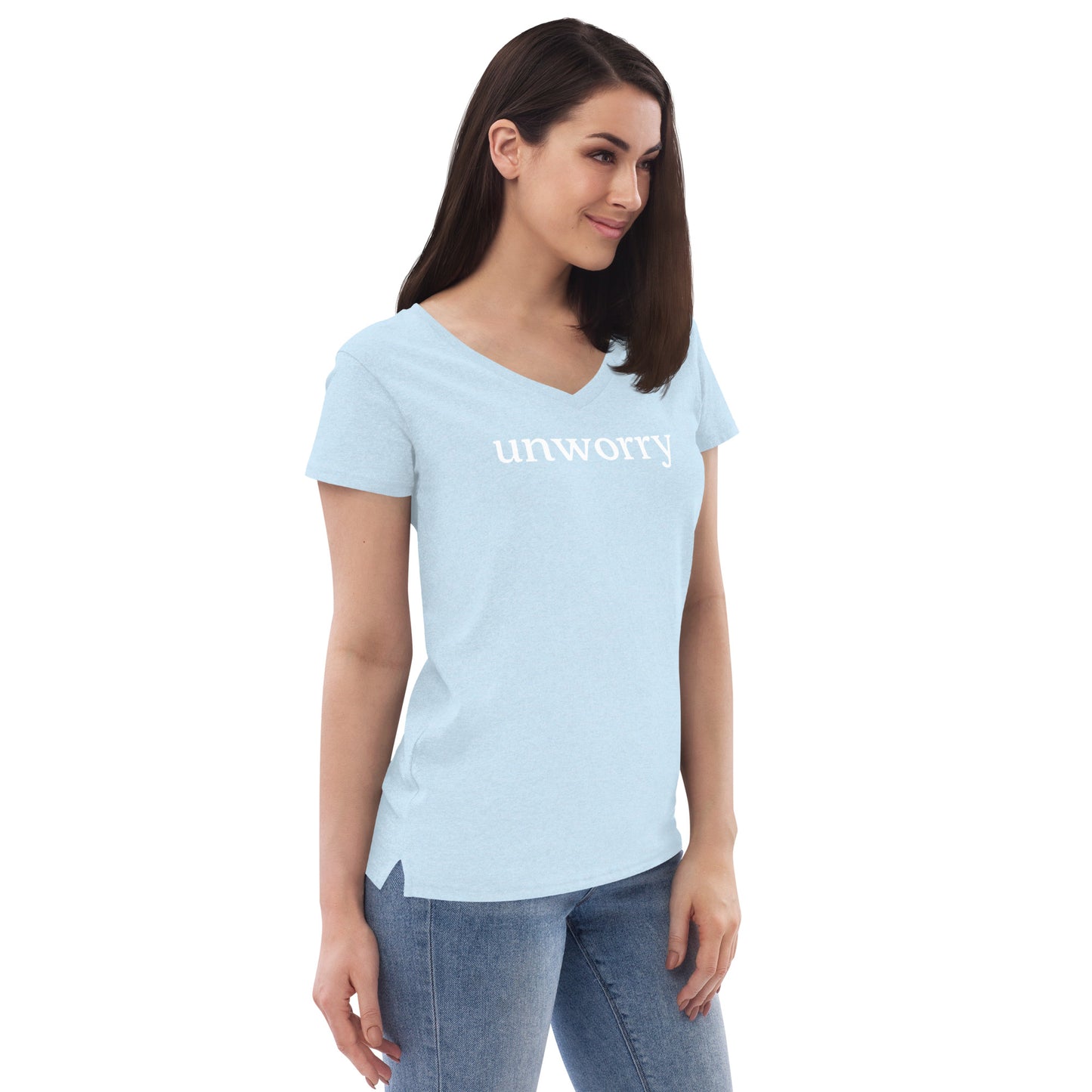 unworry women’s recycled v-neck t-shirt