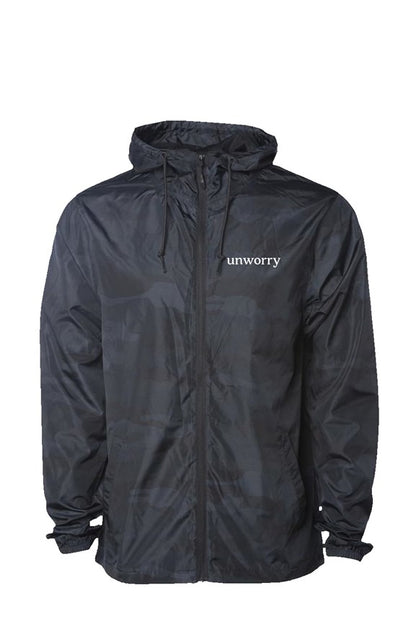 Black Camo Water Resistant Windbreaker