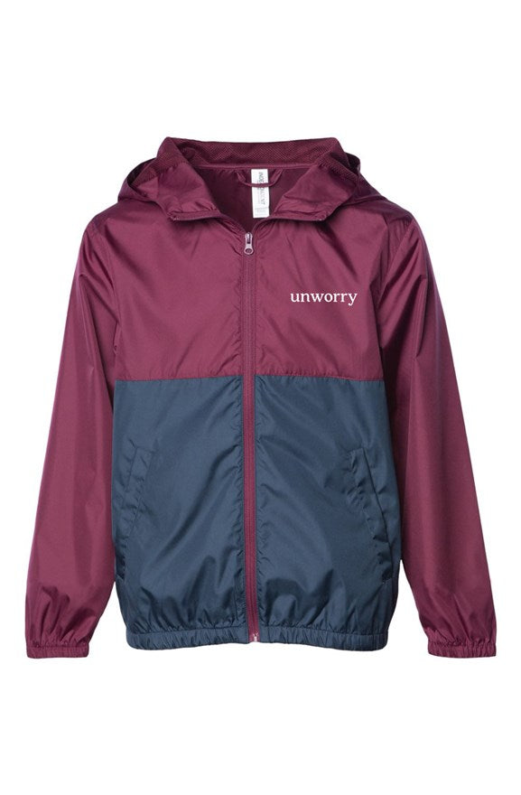 unworry Youth Maroon-Navy Lightweight Windbreaker Jacket