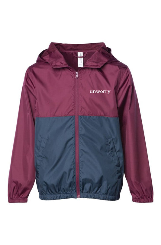 unworry Youth Maroon-Navy Lightweight Windbreaker Jacket