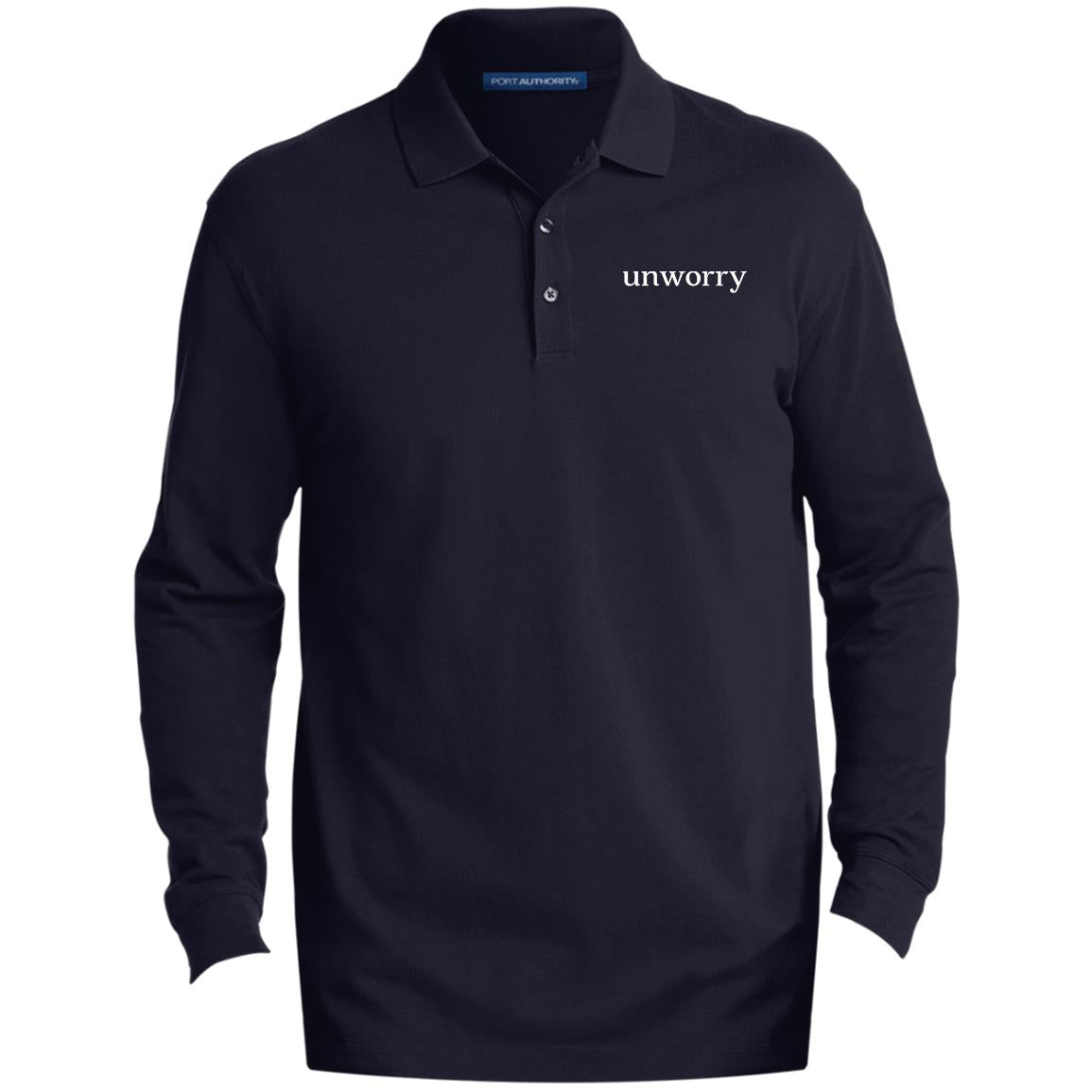 unworry Men's EZCotton™ Long Sleeve Polo (Eco Friendly Print)