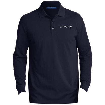 unworry Men's EZCotton™ Long Sleeve Polo (Eco Friendly Print)
