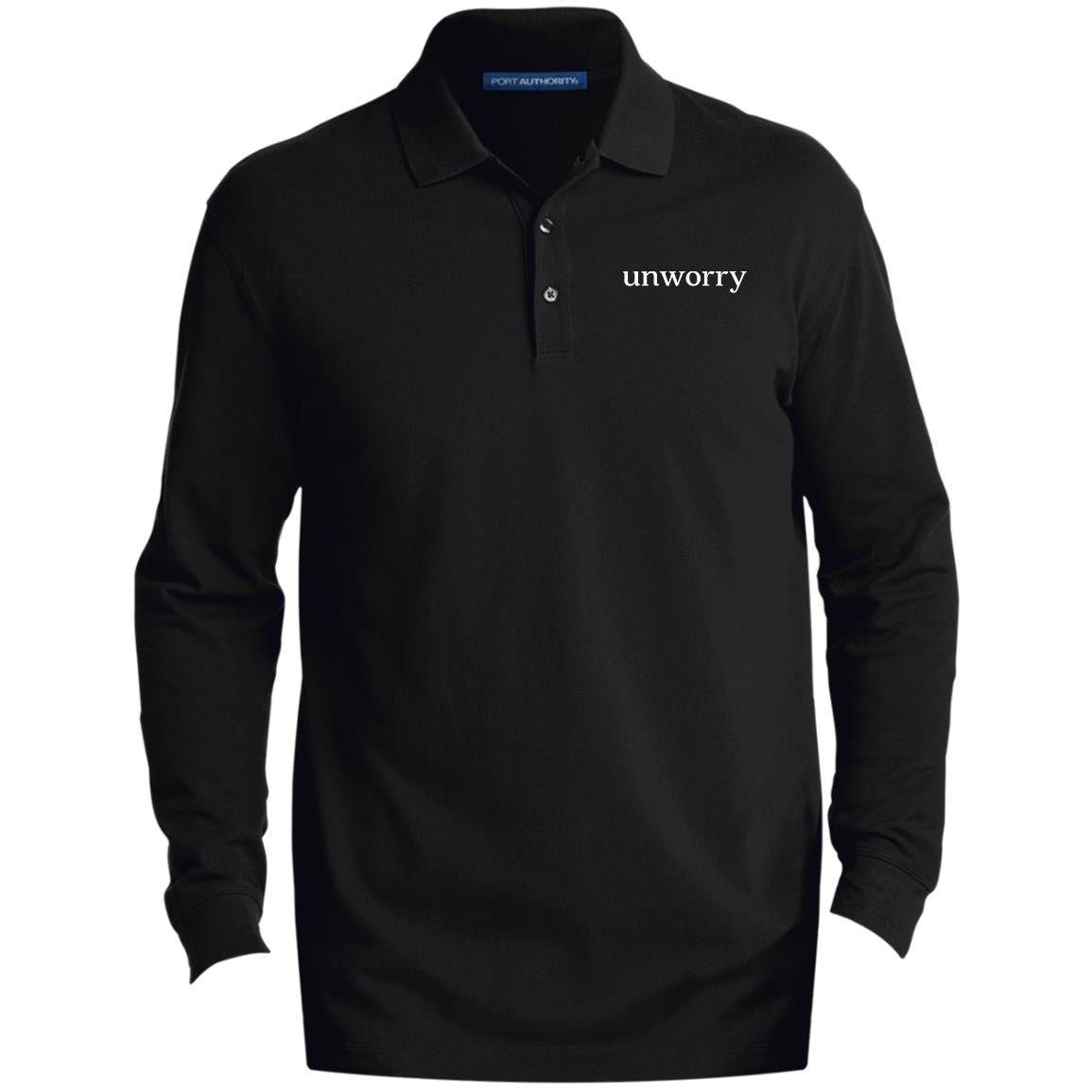 unworry Men's EZCotton™ Long Sleeve Polo (Eco Friendly Print)