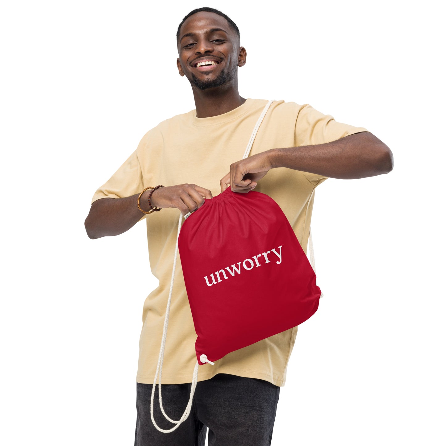 unworry organic cotton drawstring bag
