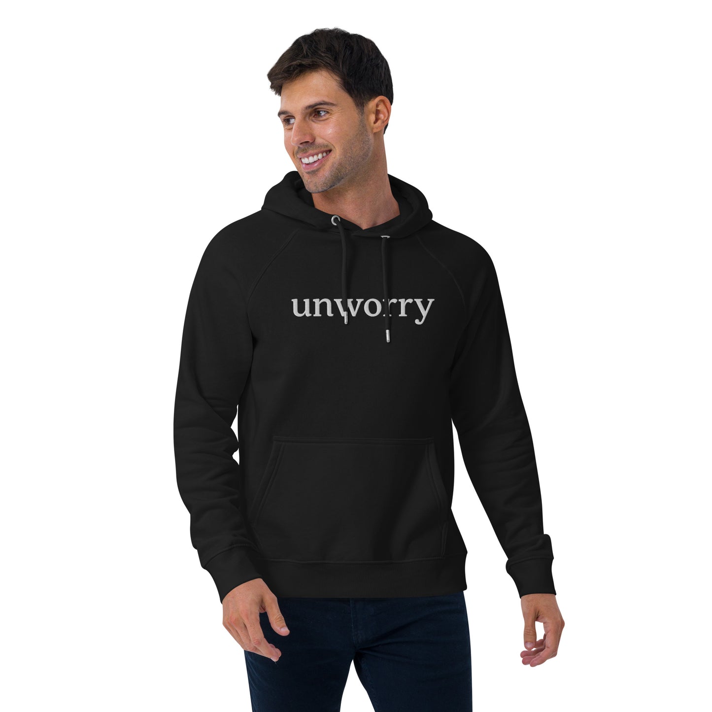 unworry unisex embroidered eco hoodie (organic)