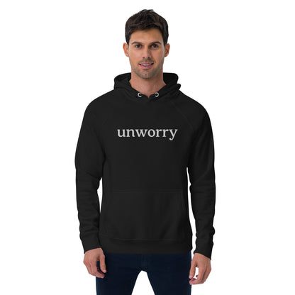 unworry unisex embroidered eco hoodie (organic)
