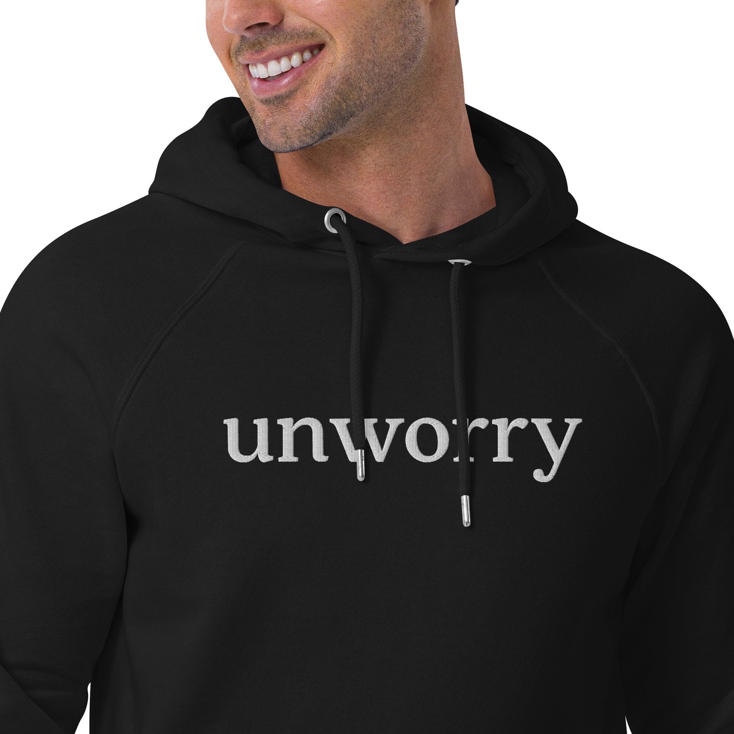 unworry unisex embroidered eco hoodie (organic)