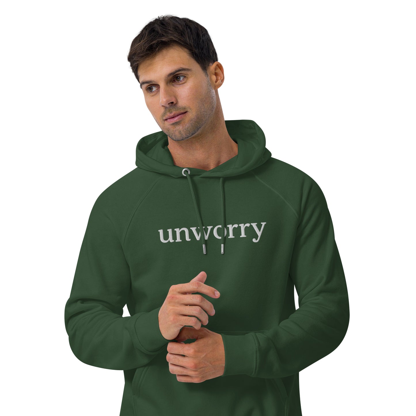 unworry unisex embroidered eco hoodie (organic)