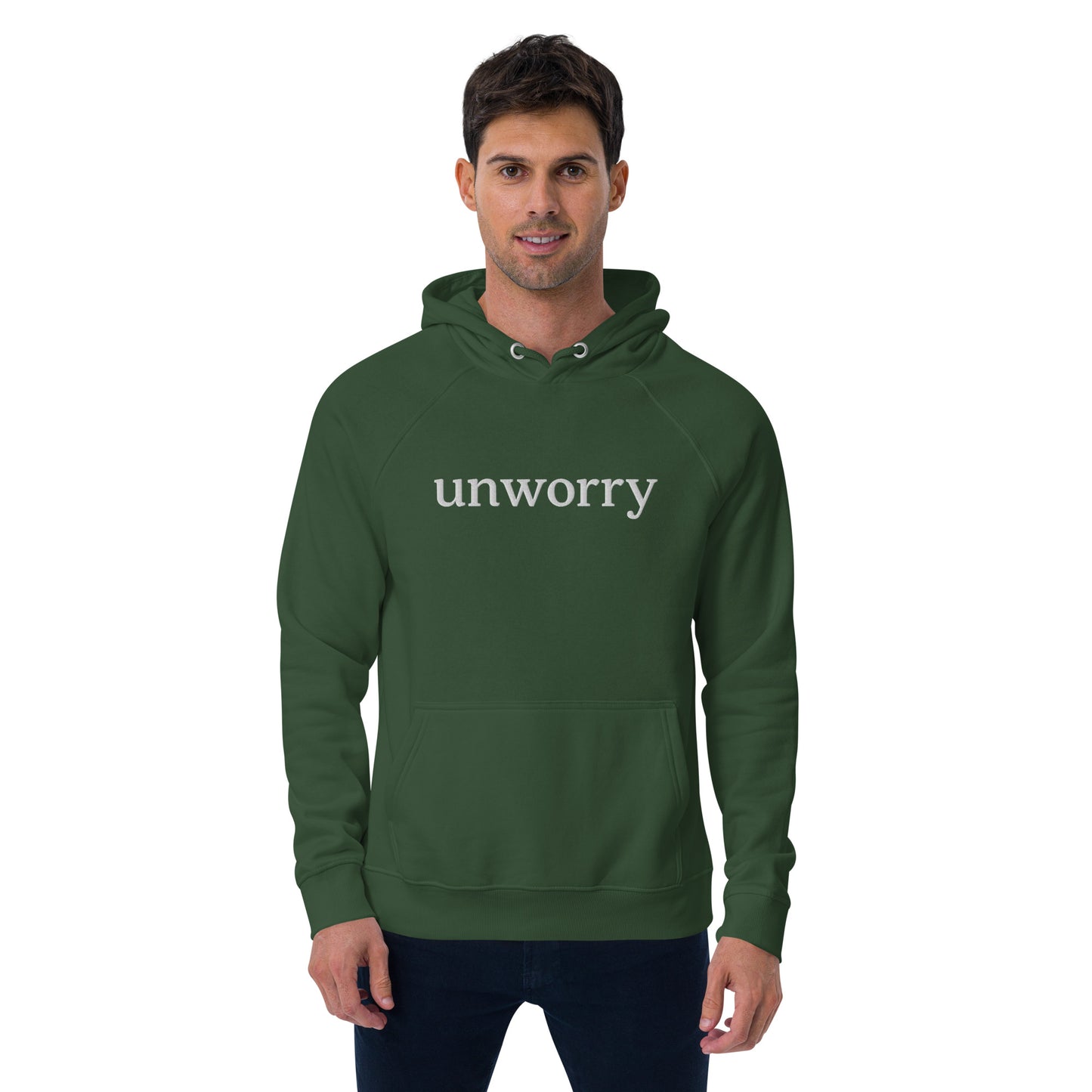 unworry unisex embroidered eco hoodie (organic)