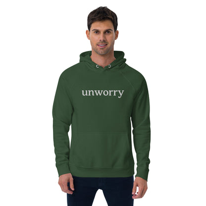 unworry unisex embroidered eco hoodie (organic)