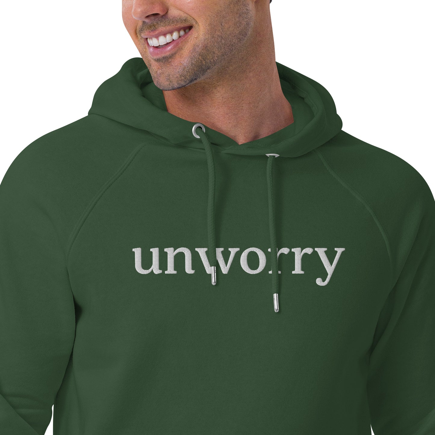 unworry unisex embroidered eco hoodie (organic)