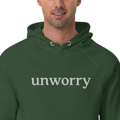 unworry unisex embroidered eco hoodie (organic)