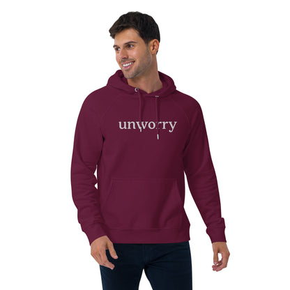 unworry unisex embroidered eco hoodie (organic)
