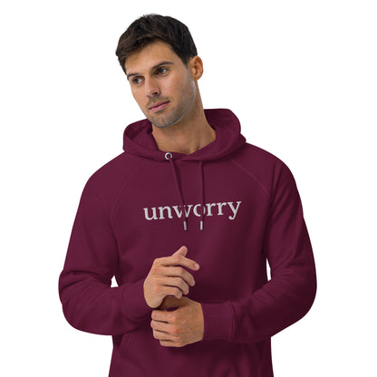 unworry unisex embroidered eco hoodie (organic)