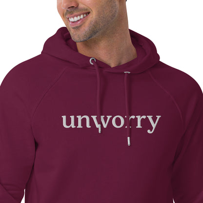 unworry unisex embroidered eco hoodie (organic)
