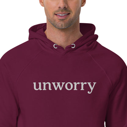 unworry unisex embroidered eco hoodie (organic)