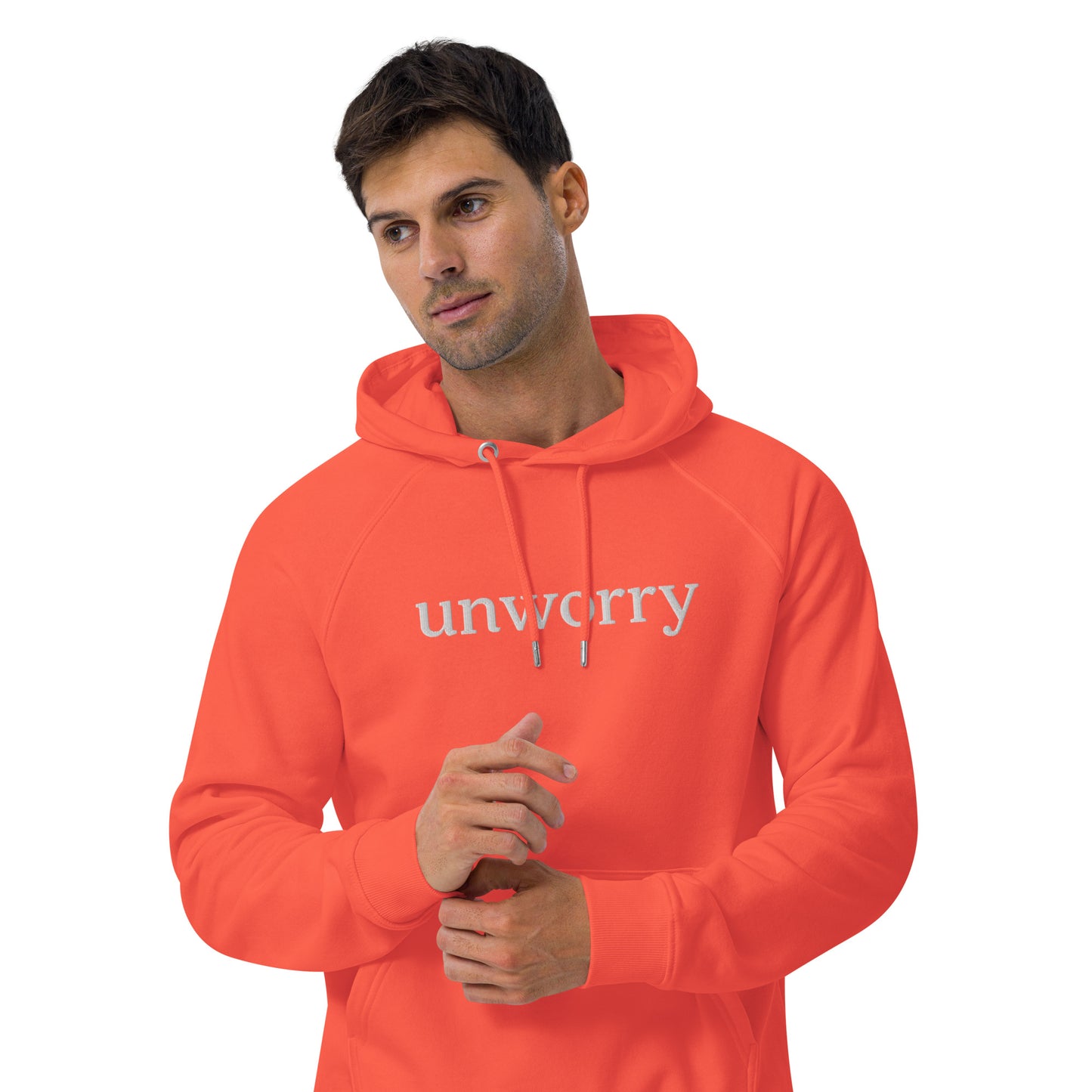 unworry unisex embroidered eco hoodie (organic)