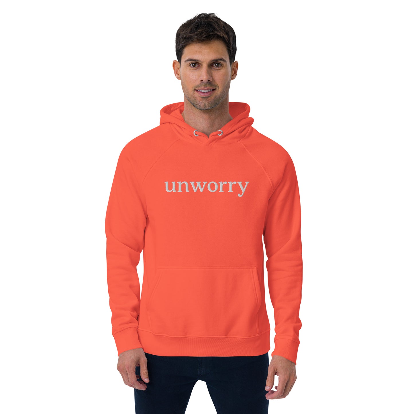 unworry unisex embroidered eco hoodie (organic)