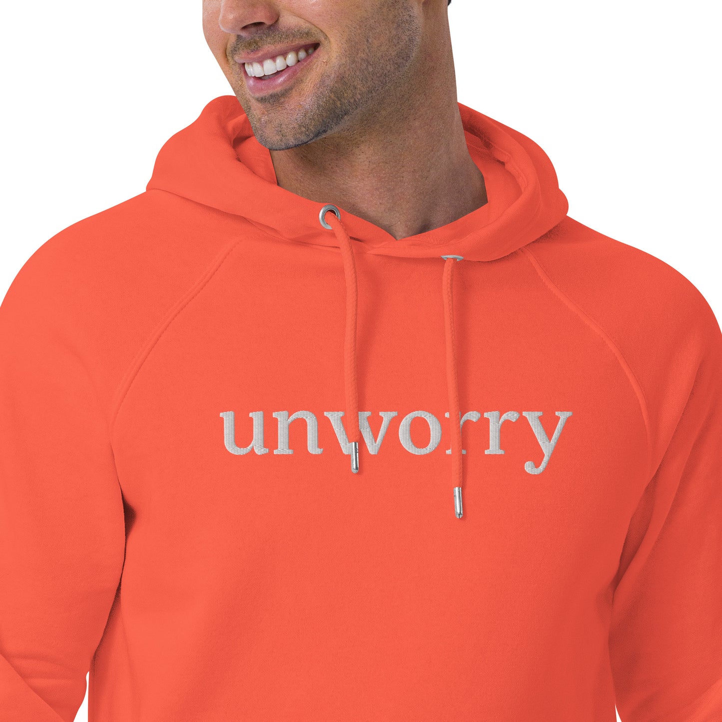 unworry unisex embroidered eco hoodie (organic)