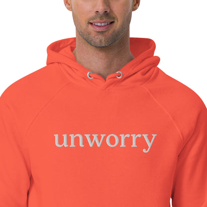 unworry unisex embroidered eco hoodie (organic)