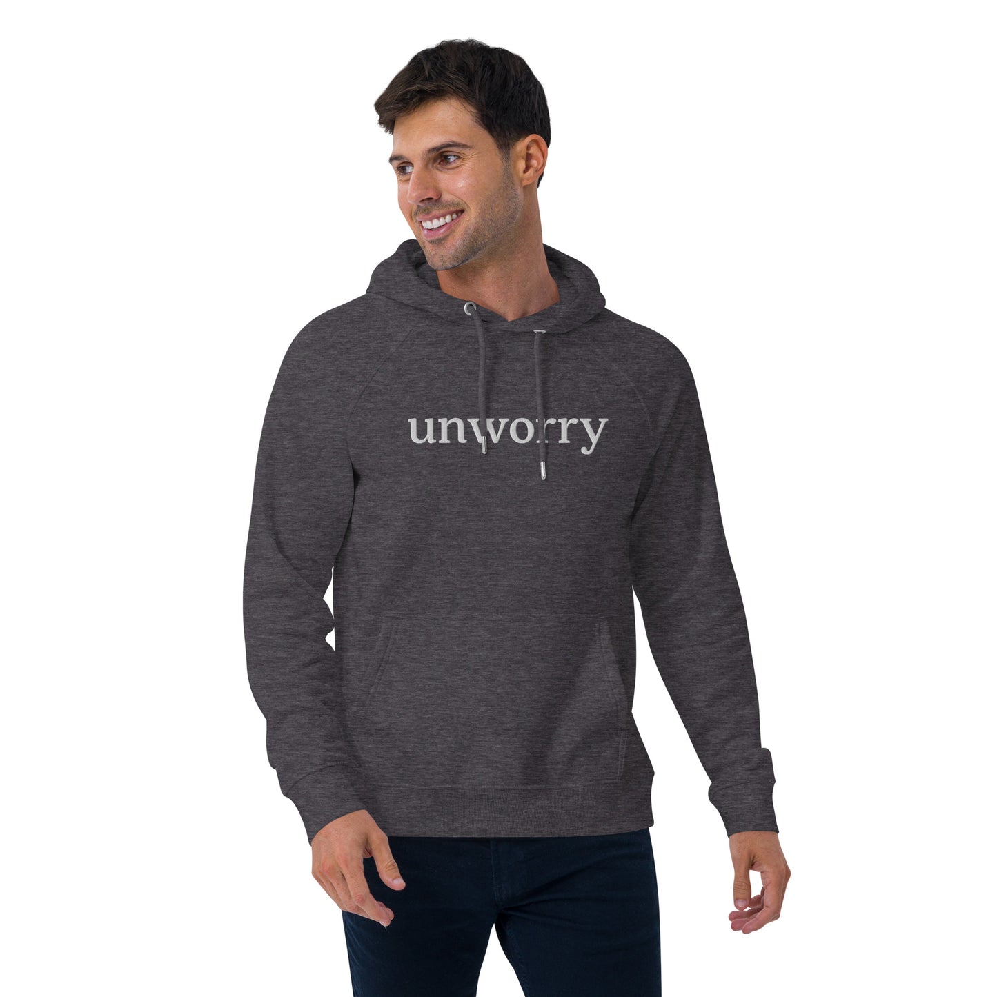 unworry unisex embroidered eco hoodie (organic)
