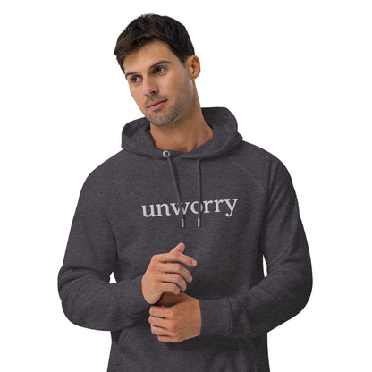 unworry unisex embroidered eco hoodie (organic)