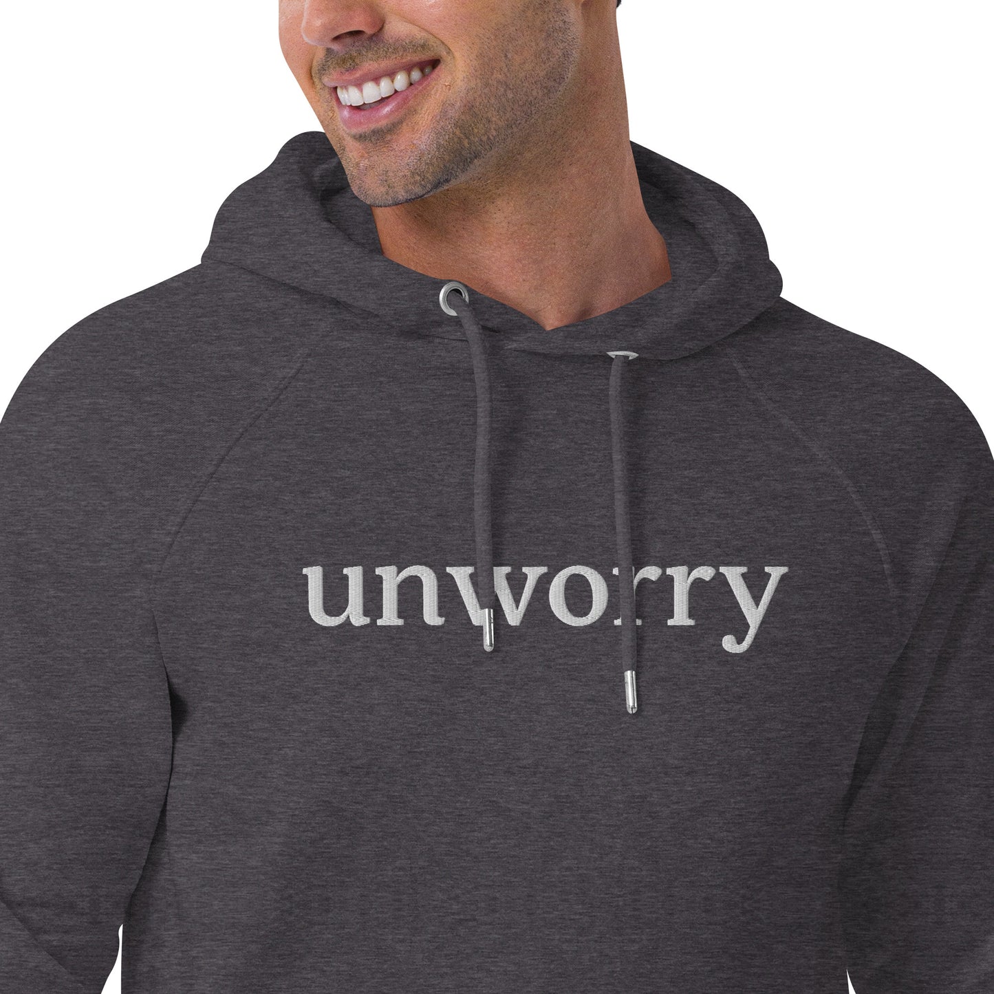 unworry unisex embroidered eco hoodie (organic)