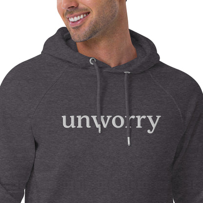 unworry unisex embroidered eco hoodie (organic)