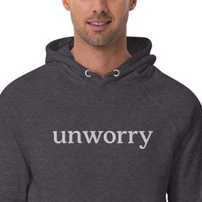 unworry unisex embroidered eco hoodie (organic)