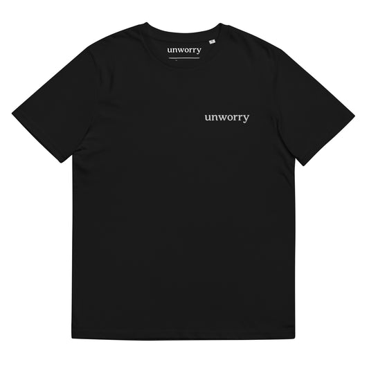 unworry Unisex organic cotton t-shirt (embroidered chest logo)