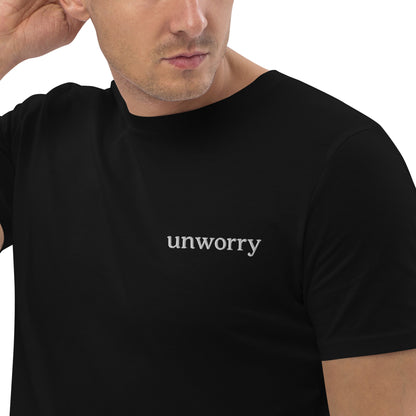 unworry Unisex organic cotton t-shirt (embroidered chest logo)