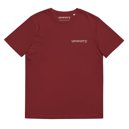 unworry Unisex organic cotton t-shirt (embroidered chest logo)