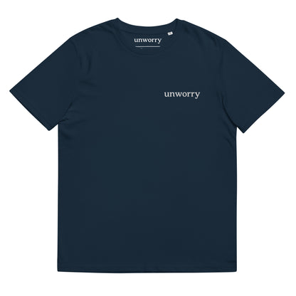unworry Unisex organic cotton t-shirt (embroidered chest logo)