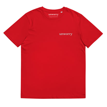 unworry Unisex organic cotton t-shirt (embroidered chest logo)
