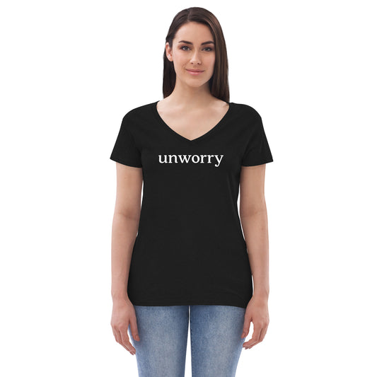 unworry women’s recycled v-neck t-shirt