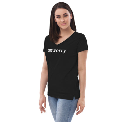 unworry women’s recycled v-neck t-shirt