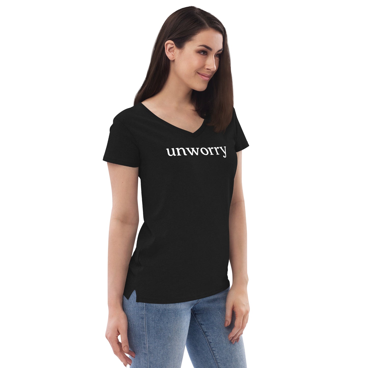unworry women’s recycled v-neck t-shirt