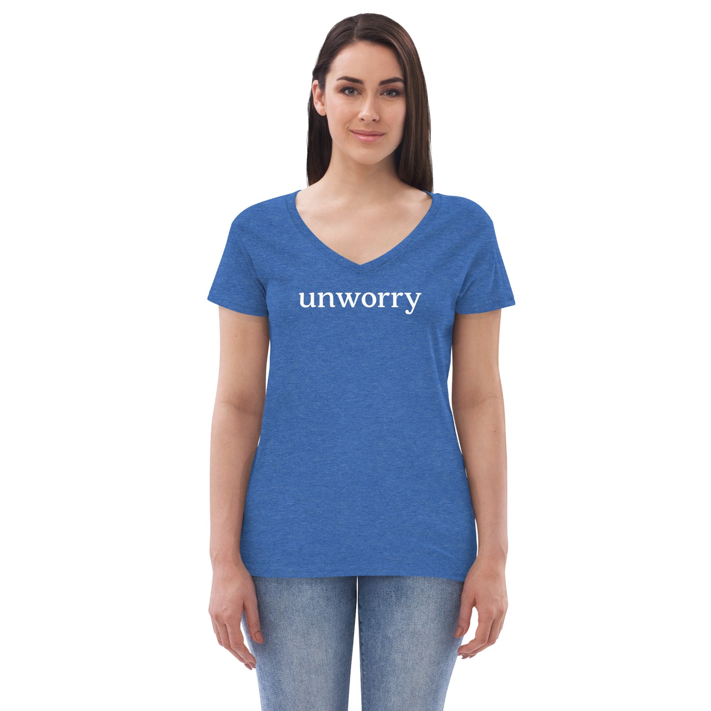 unworry women’s recycled v-neck t-shirt