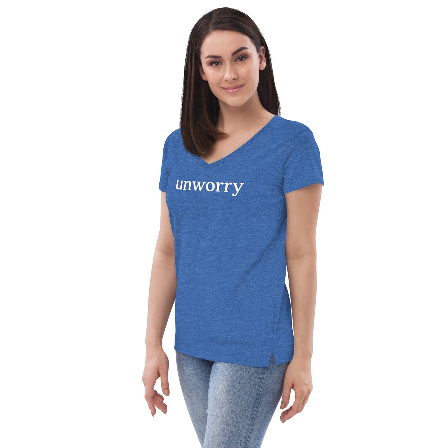 unworry women’s recycled v-neck t-shirt