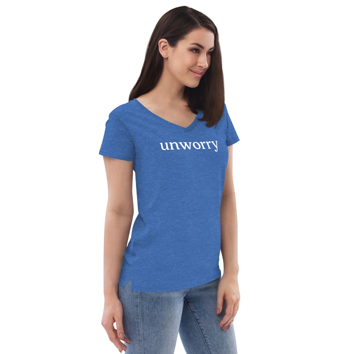 unworry women’s recycled v-neck t-shirt