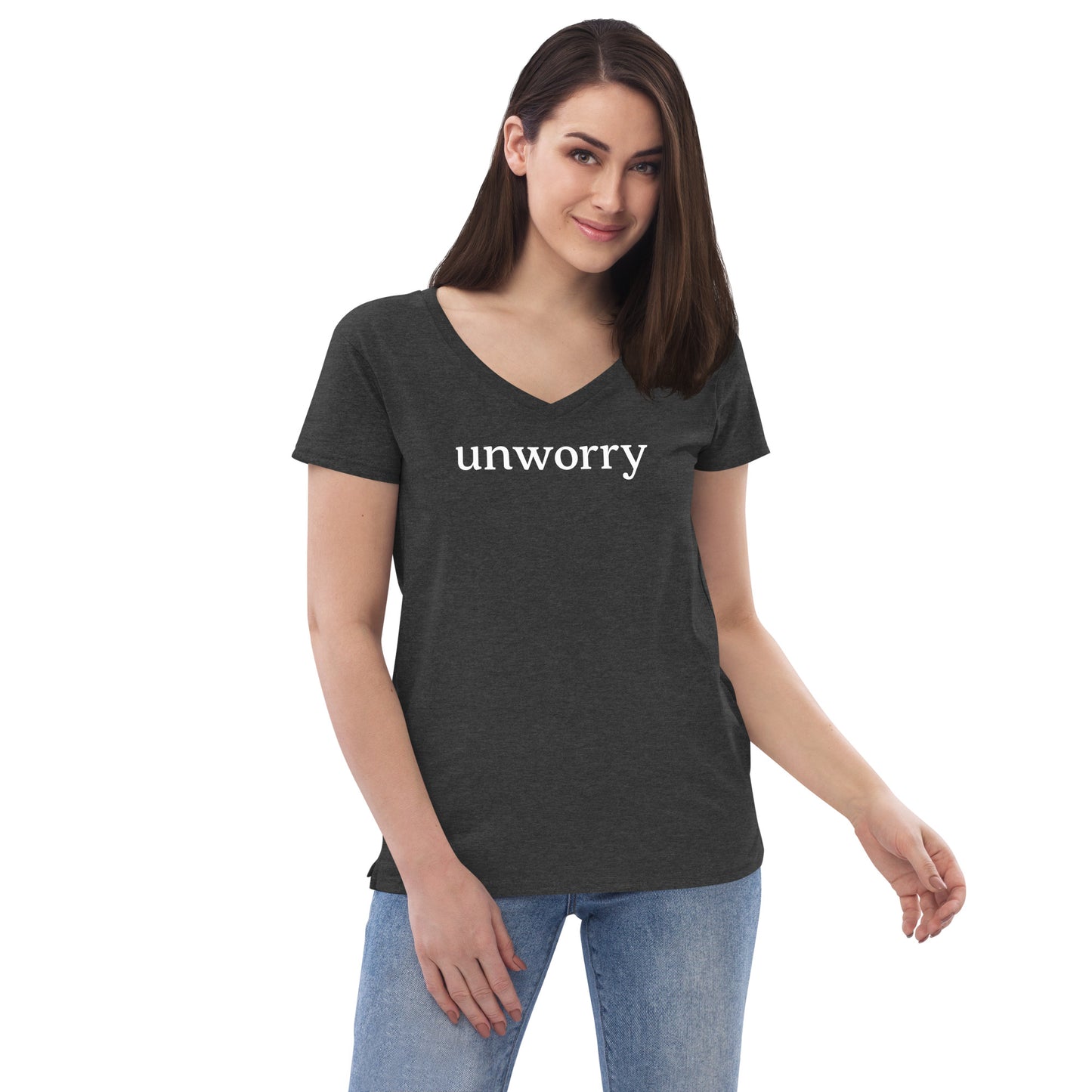unworry women’s recycled v-neck t-shirt