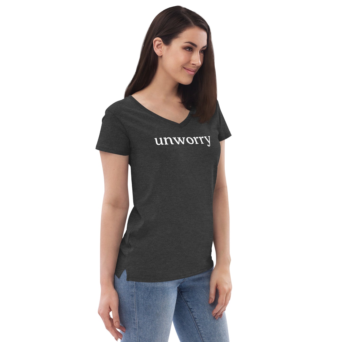 unworry women’s recycled v-neck t-shirt