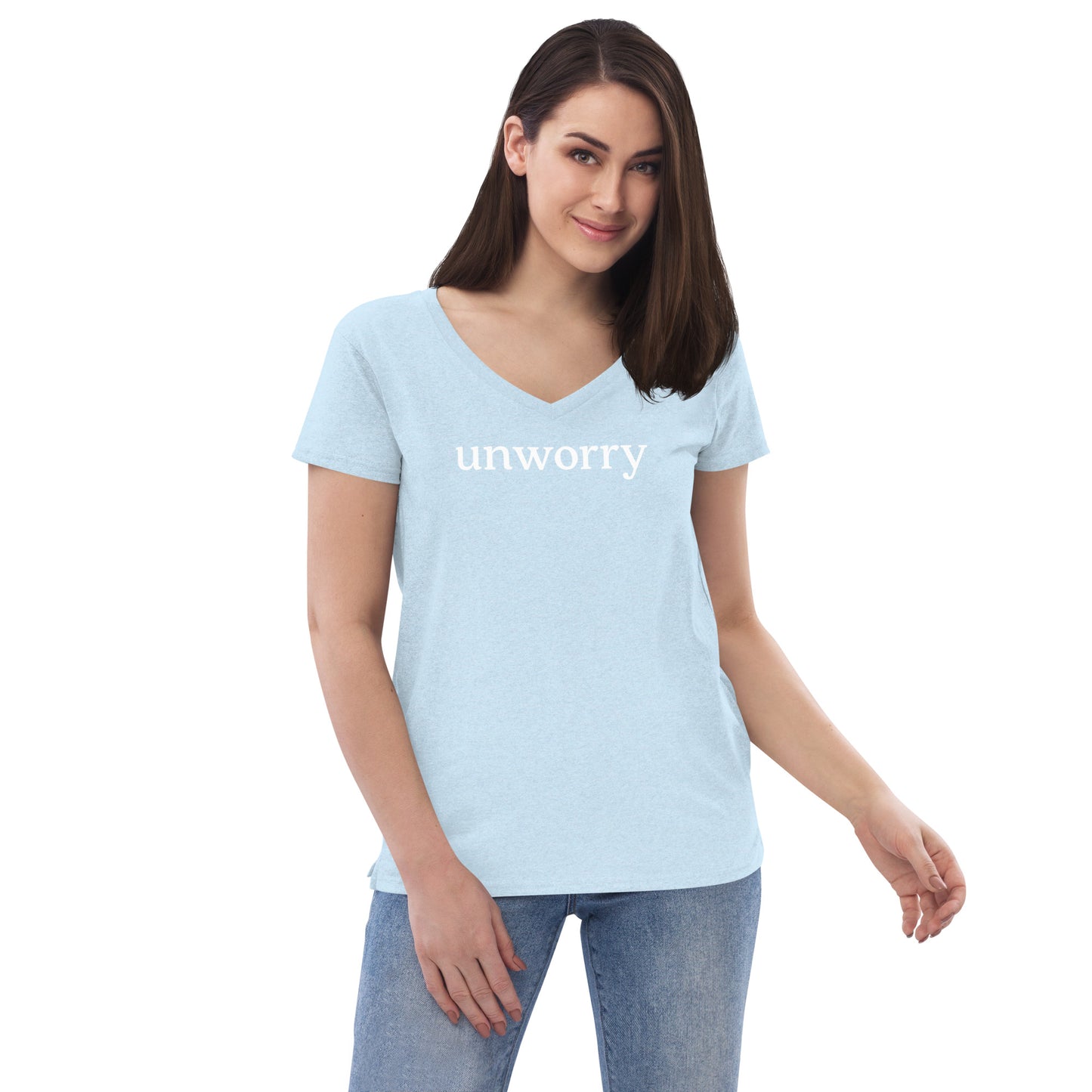 unworry women’s recycled v-neck t-shirt