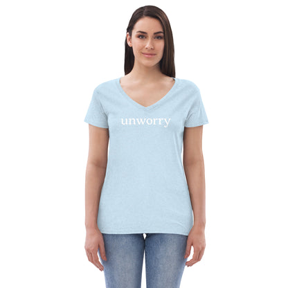 unworry women’s recycled v-neck t-shirt