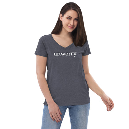 unworry women’s recycled v-neck t-shirt