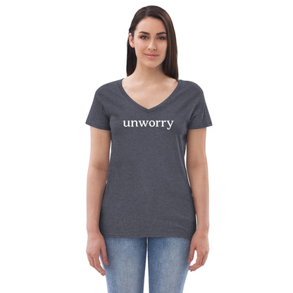 unworry women’s recycled v-neck t-shirt