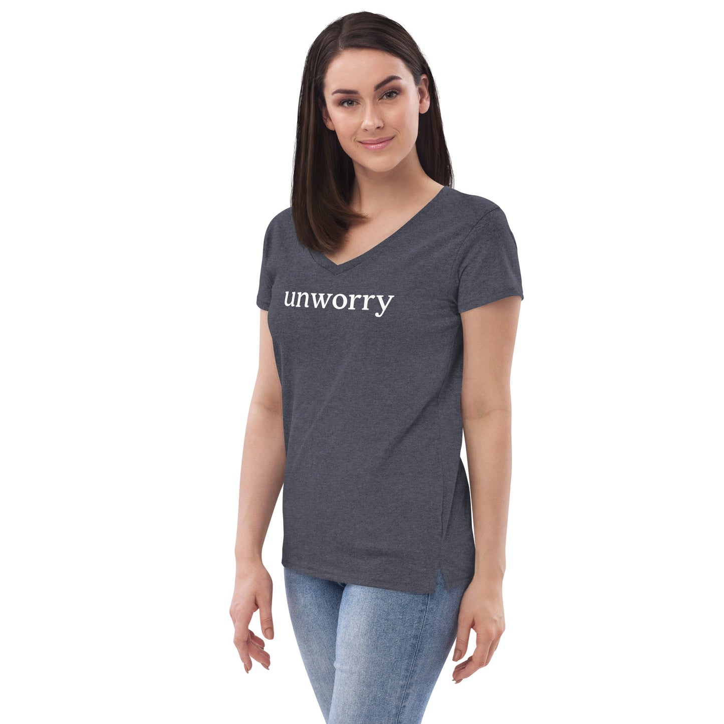 unworry women’s recycled v-neck t-shirt