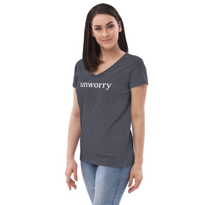 unworry women’s recycled v-neck t-shirt
