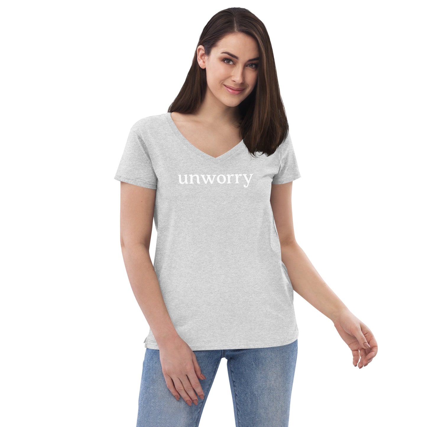 unworry women’s recycled v-neck t-shirt