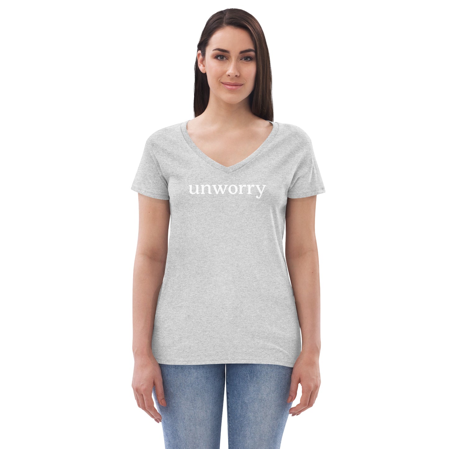 unworry women’s recycled v-neck t-shirt